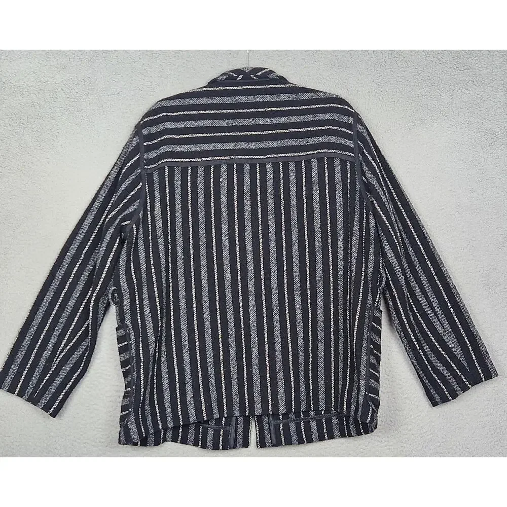 GAP Blazer Womens XL Black Wool Blend Hook and Eye Closure Pockets Academia